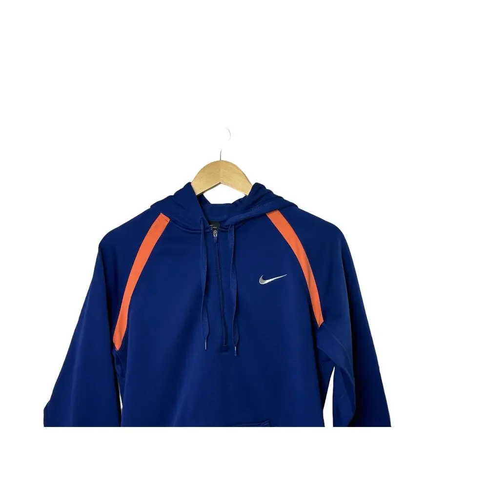Nike Therma-Fit Blue & Coral 1/4 Zip Hooded Sweatshirt Women's Medium - Picture 5 of 10